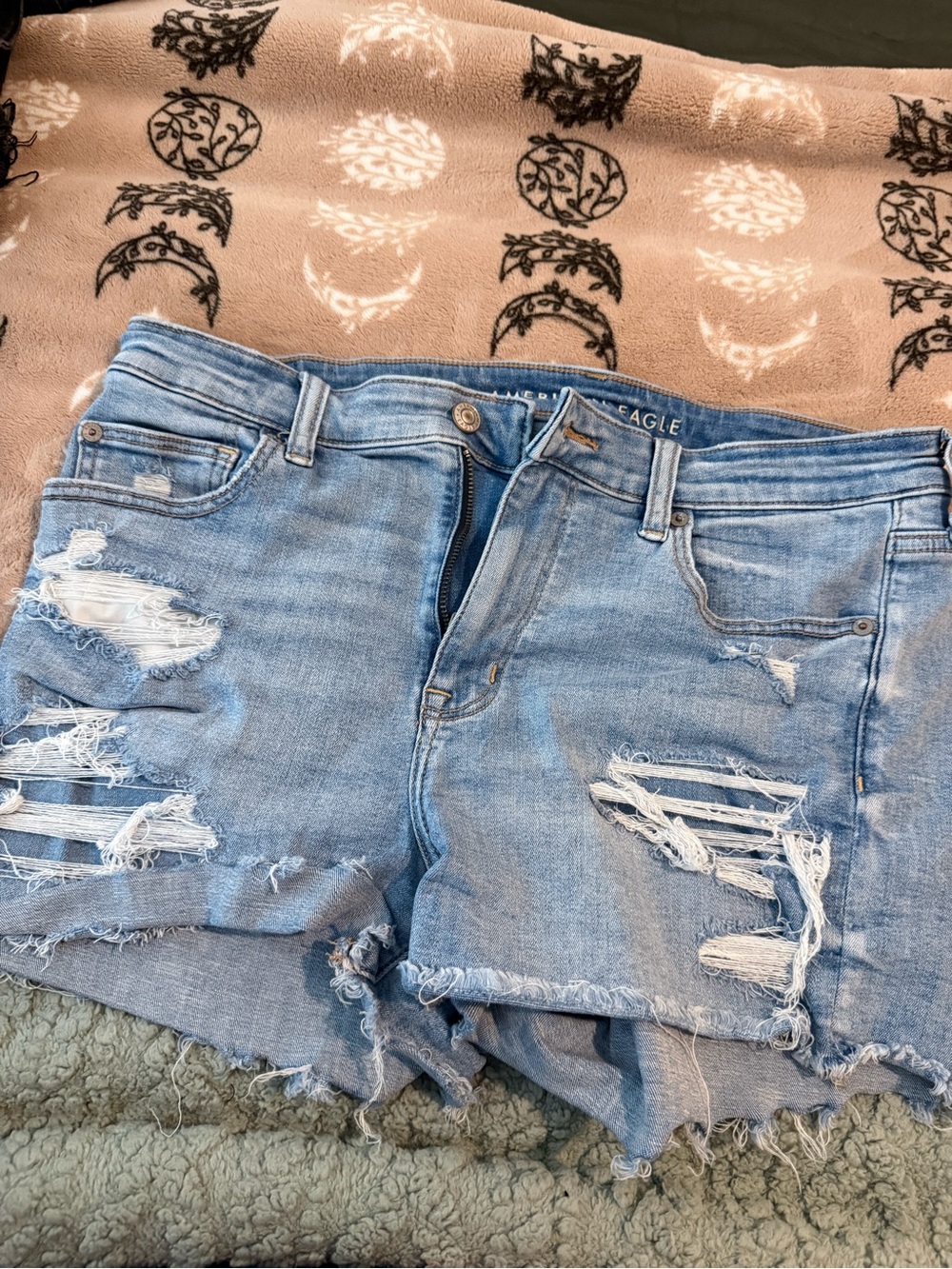 American Eagle Outfitters Light Blue Ripped Denim Jean Shorts